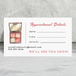 Cute Cosmetics Make Up Artist  Appointment Card