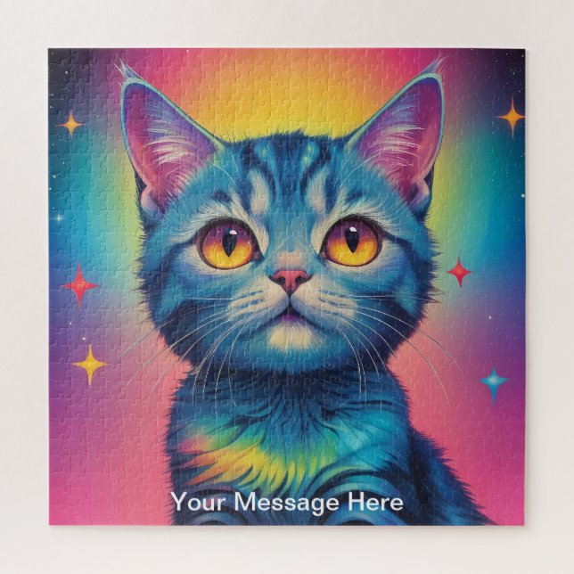 Cute Cosmic Kitten Vibrant Surreal Rainbow Art  Jigsaw Puzzle (Vertical)