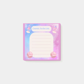 Cute Cosmic To Do List Rocket Space Pink Post it N Post-it Notes