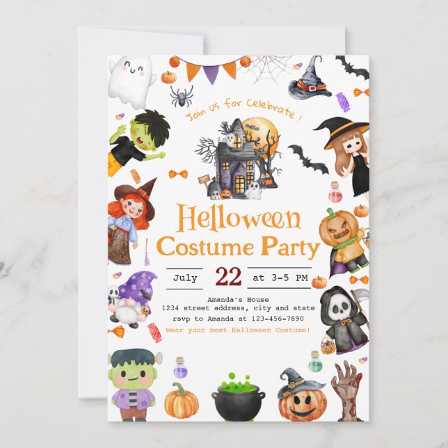 Cute Costume Halloween Party Invitation (Front)
