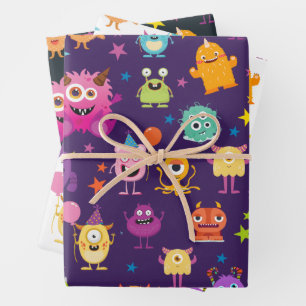Cute Costume Monster Halloween Party For Kids Wrapping Paper Sheet