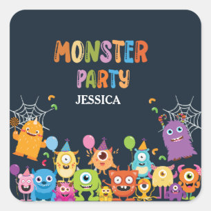 Cute Costume Monster Halloween Party Square Sticker