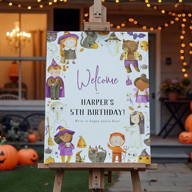Cute Costume Party Halloween Birthday Welcome Sign (Creator Uploaded)