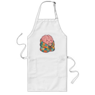 Cute Cosy Brain Drinking Coffee Mental Health AI A Long Apron