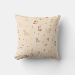 Cute & Cosy Cat and Dog Print Cushion