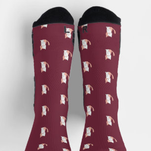 Cute Cosy Cat Burgundy Socks