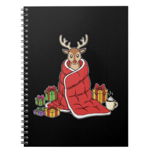 Cute Cosy Christmas Reindeer in Blanket Funny Notebook
