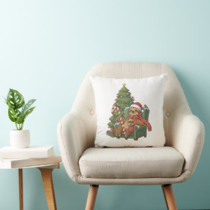 Cute Cosy Christmas Sloth Funny Festive Holiday Cushion