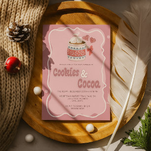 Cute Cosy Cookies and Cocoa Holiday Christmas Invitation