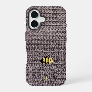 Cute Cosy Crochet Bee Yarn Custom Name Initials iPhone 16 Case