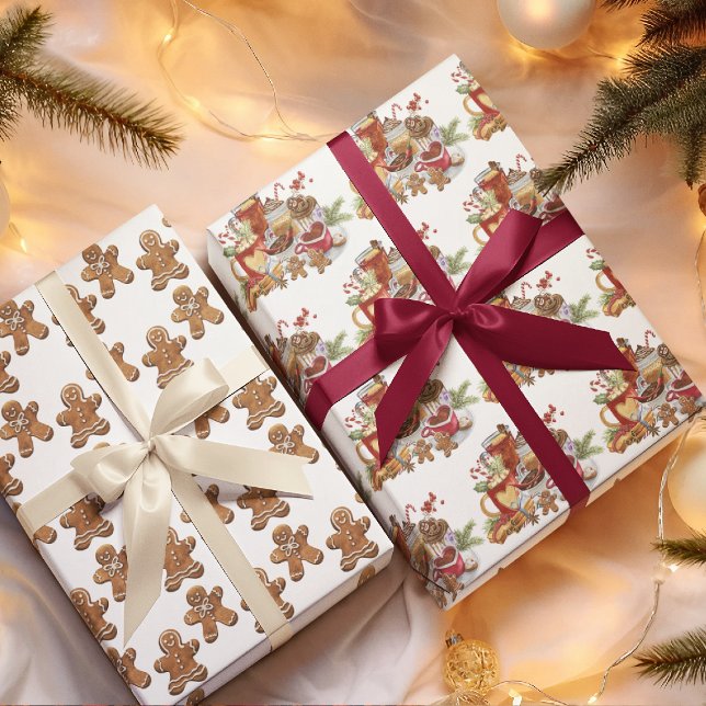 Cute Cosy Festive Sweet Treats Christmas Holiday Wrapping Paper Sheet (Creator Uploaded)