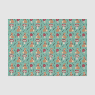 Cute Cosy Fox with Mushrooms. Tissue paper. Paper