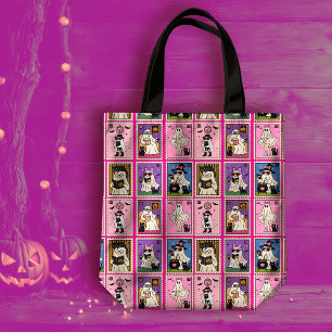 Cute Cosy Ghosts and Cats Postage Pattern Tote Bag