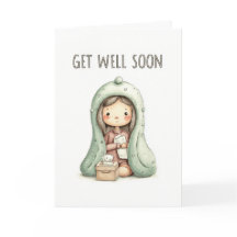 Cute Cosy Girl Under Blanket Get Well Soon