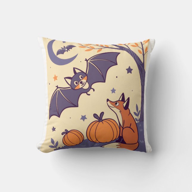 Cute & Cosy Halloween Blanket with Smiling Bats,  Cushion (Front)