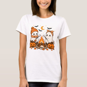Cute Cosy Halloween Ghost Campfire Fall Autumn T-Shirt