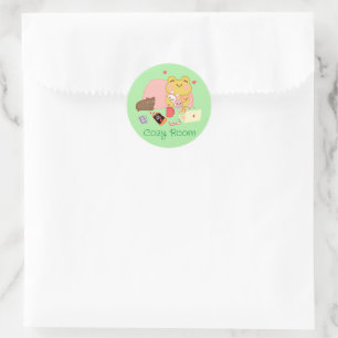 Cute Cosy Introvert Cottagecore Frog Classic Round Sticker