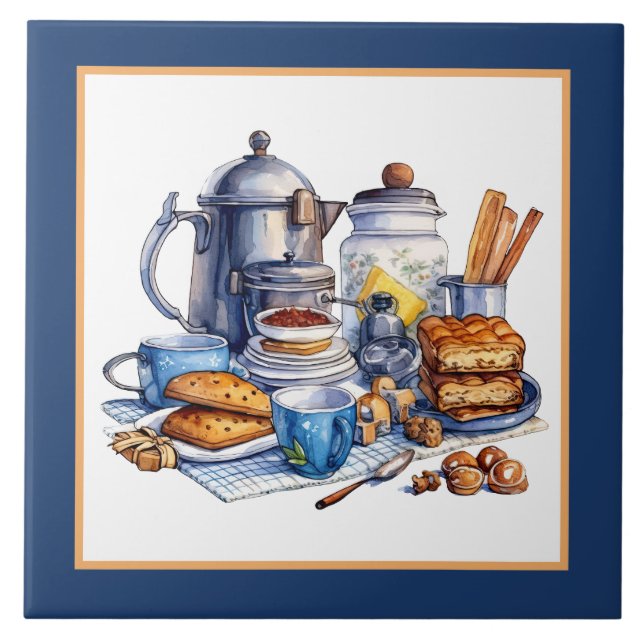 Cute cosy kitchen home business crafting ceramic tile (Front)