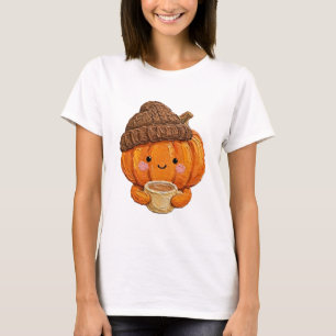 Cute Cosy Pumpkin Latte Autumn Morning T-Shirt