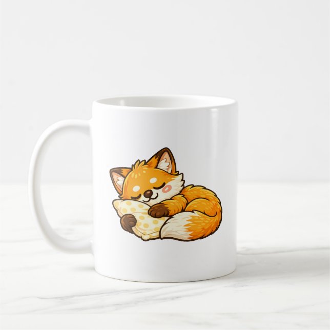Cute Cosy Sleeping Fox Coffee Mug (Left)