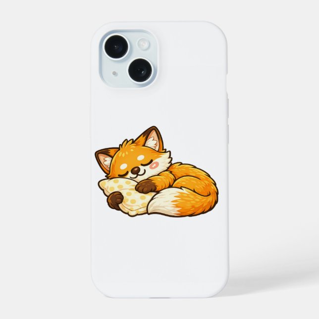 Cute Cosy Sleeping Fox iPhone 15 Case (Back)