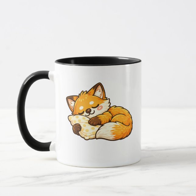 Cute Cosy Sleeping Fox Mug (Left)