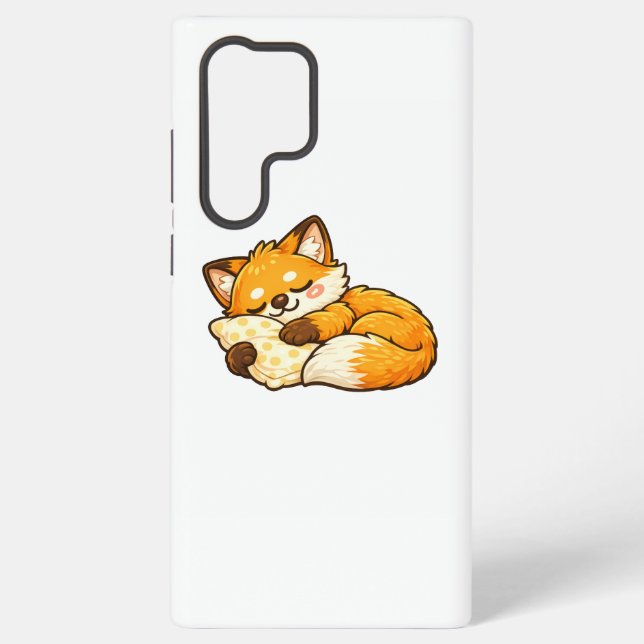 Cute Cosy Sleeping Fox Samsung Galaxy S22 Ultra Case (Back)