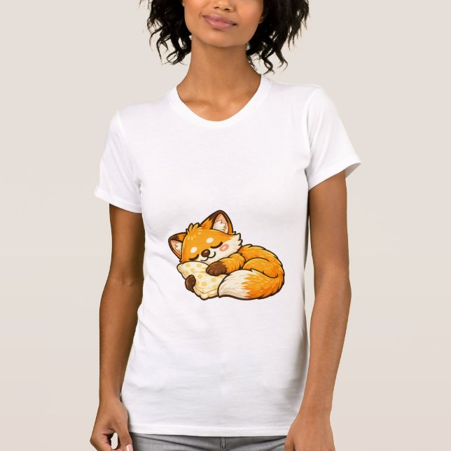 Cute Cosy Sleeping Fox T-Shirt (Front)