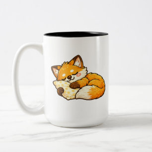Cute Cosy Sleeping Fox Two-Tone Coffee Mug