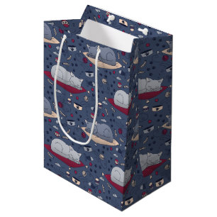 Cute & Cosy Sleepy Cat Dreams Pattern  Medium Gift Bag