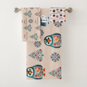 Cute cosy Whimsical Scandinavian  Bath Towel Set