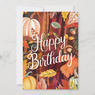 Cute Cosy Wish Autumn Fall Happy Birthday Card