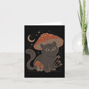 Cute Cottagcore Cat Mushroom Hat Vintage Grunge Ae Card