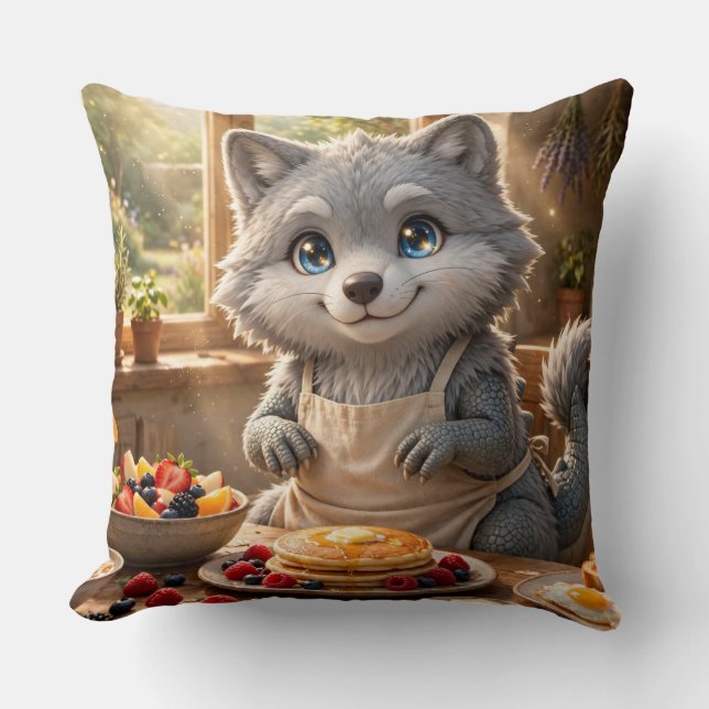 Cute Cottage Breakfast Creature Cushion (Front)