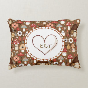 Cute Cottage Core Mushrooms and Flowers Decorative Cushion