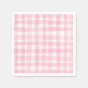 Cute Cottage Pink Gingham Baby Shower Party Napkin