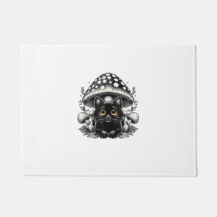 Cute Cottagecore Aesthetic Cat Mushroom Women Kids Doormat