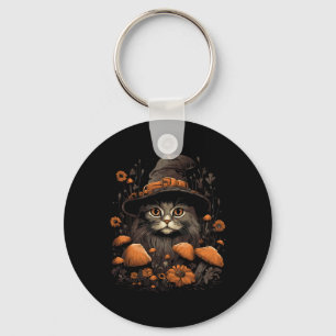 Cute Cottagecore Aesthetic Cat Mushroom Women Kids Key Ring