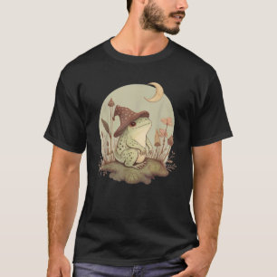 Cute Cottagecore Aesthetic Frog Mushroom Moon Witc T-Shirt
