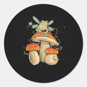 Cute Cottagecore Aesthetic Mushroom Frog Goblincor Classic Round Sticker
