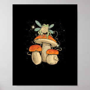 Cute Cottagecore Aesthetic Mushroom Frog Goblincor Poster