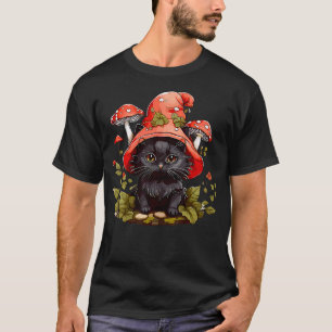 Cute Cottagecore Cat Mushroom Hat Vintage Grunge A T-Shirt