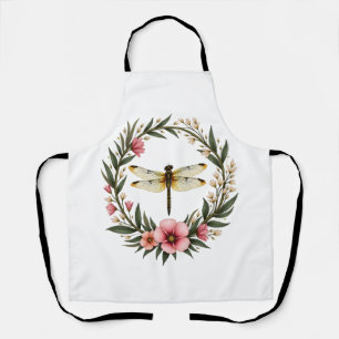 Cute Cottagecore Floral Dragonfly Aesthetic Girls  Apron