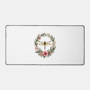 Cute Cottagecore Floral Dragonfly Aesthetic Girls Desk Mat