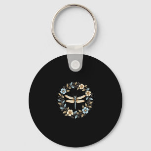 Cute Cottagecore Floral Dragonfly Aesthetic Girls  Key Ring