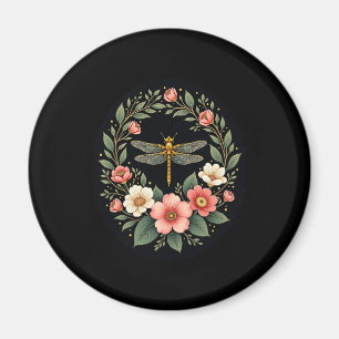 Cute Cottagecore Floral Dragonfly Aesthetic Girls Magnet