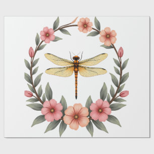 Cute Cottagecore Floral Dragonfly Aesthetic Girls  Wrapping Paper