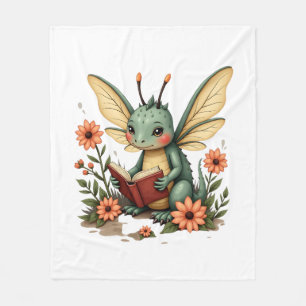 Cute Cottagecore Floral Dragonfly Aesthetic Graphi Fleece Blanket