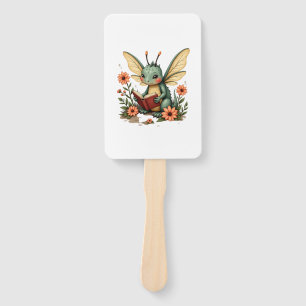 Cute Cottagecore Floral Dragonfly Aesthetic Graphi Hand Fan