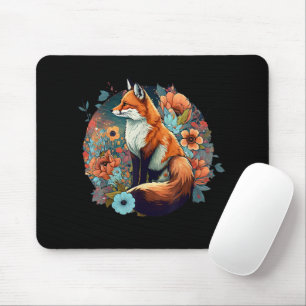 Cute Cottagecore Floral Fox Aesthetic Girls Women Mouse Pad
